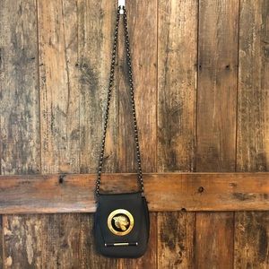 Black, Gold Jaguar, Crossbody Bag